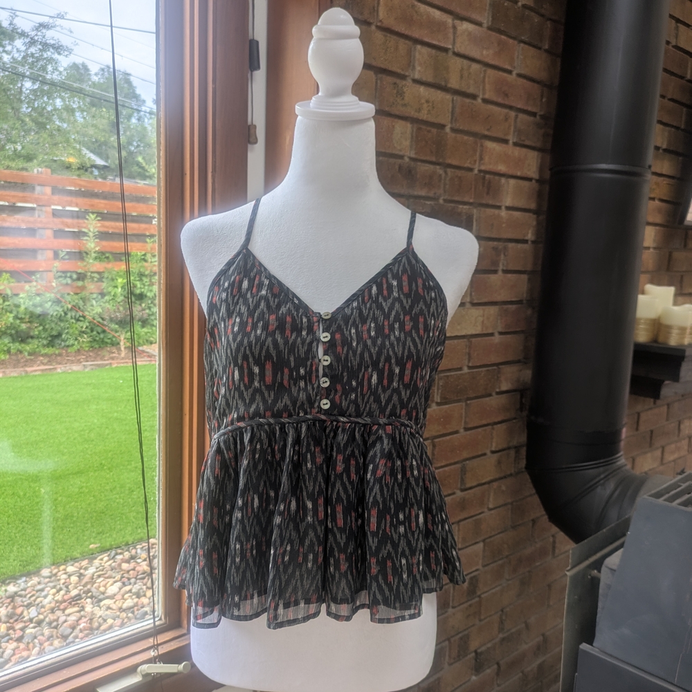 Lucky Brand Black and Red Patterned Camisole (S)